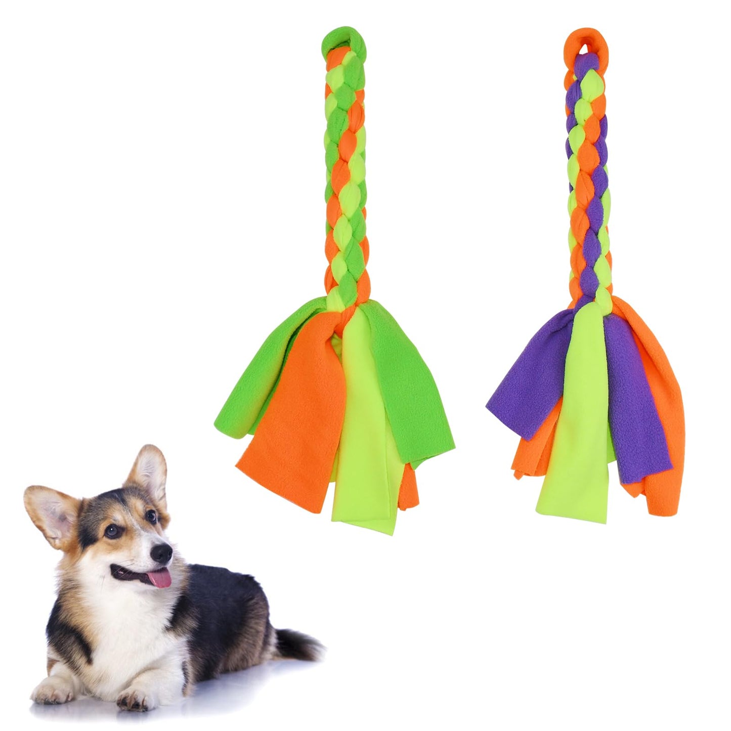 SYOOY 2 Pack Dog Fleece Rope Toy Dog Flirt Pole Replacement Toys to Chase and Tug Interactive Dog Toys with Chewing Rope Pet Braided Rope Tether Lure Toy to Outdoor Exercising Training