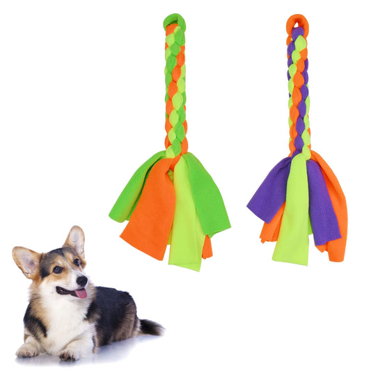 SYOOY 2 Pack Dog Fleece Rope Toy Dog Flirt Pole Replacement Toys to Chase and Tug Interactive Dog Toys with Chewing Rope Pet Braided Rope Tether Lure Toy to Outdoor Exercising Training